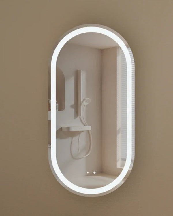 Carysil Noble 450x900mm Walnut Oval LED Shaving Cabinet