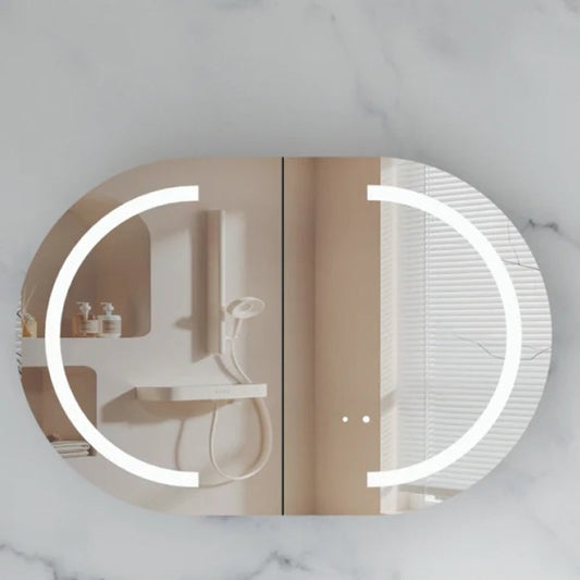 Carysil Mystic 900x600mm Matte White Oval LED Shaving Cabinet