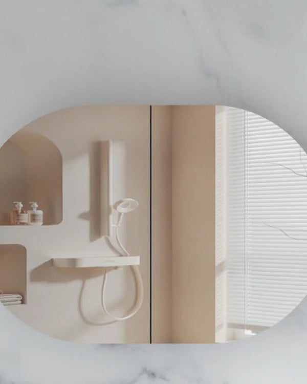 Carysil Mystic 900x600mm Matte White Oval Shaving Cabinet