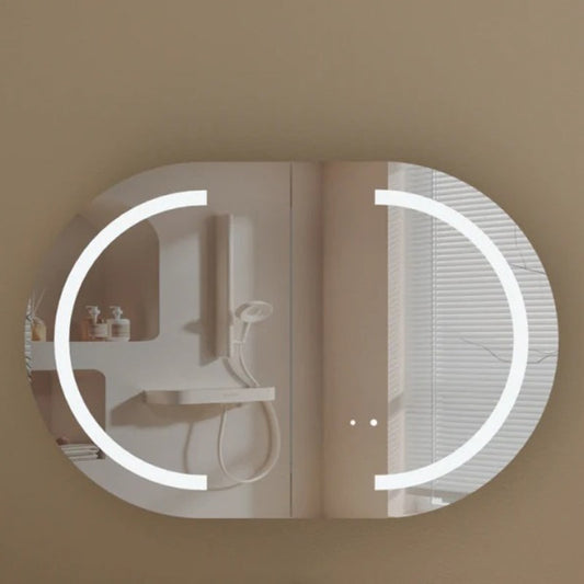 Carysil Mystic 900x600mm Walnut Oval LED Shaving Cabinet