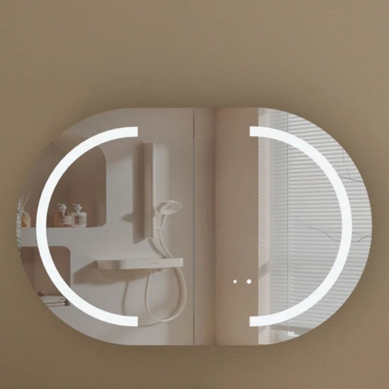 Carysil Mystic 900x600mm Walnut Oval LED Shaving Cabinet