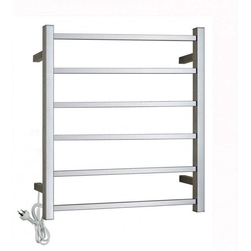 Chrome Heated Towel Rack 6 Bars
