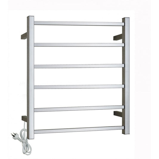 Chrome Heated Towel Rack 6 Bars