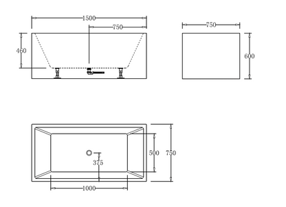 1500mm Square Multi Fit Bath Tub
