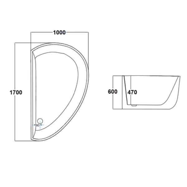 1700mm Dover Bath Tub