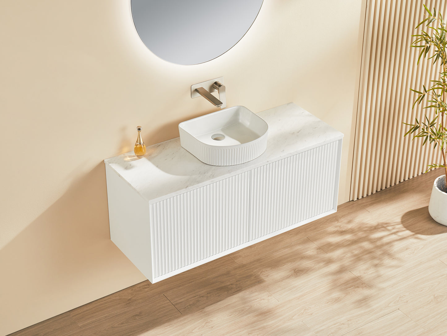 Kirribilli Matte White PVC Double Bowl 1200mm Wall Hung Vanity (Cabinet Only)