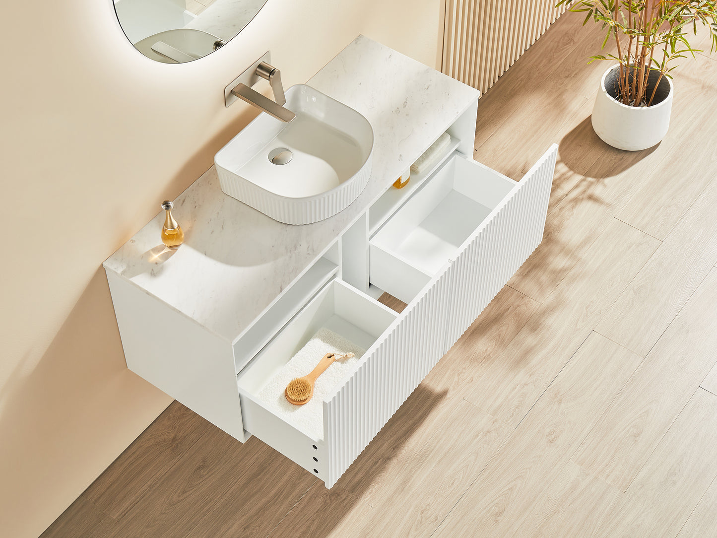 Kirribilli Matte White PVC Double Bowl 1200mm Wall Hung Vanity (Cabinet Only)