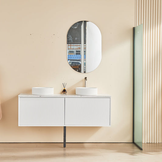 Kirribilli Matte White PVC 1500mm Wall Hung Vanity with Ceramic Top