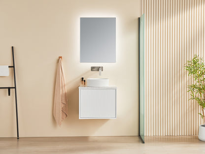 Kirribilli Matte White PVC 600mm Wall Hung Vanity with Ceramic Top