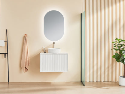 Kirribilli Matte White PVC 750mm Wall Hung Vanity with Ceramic Top