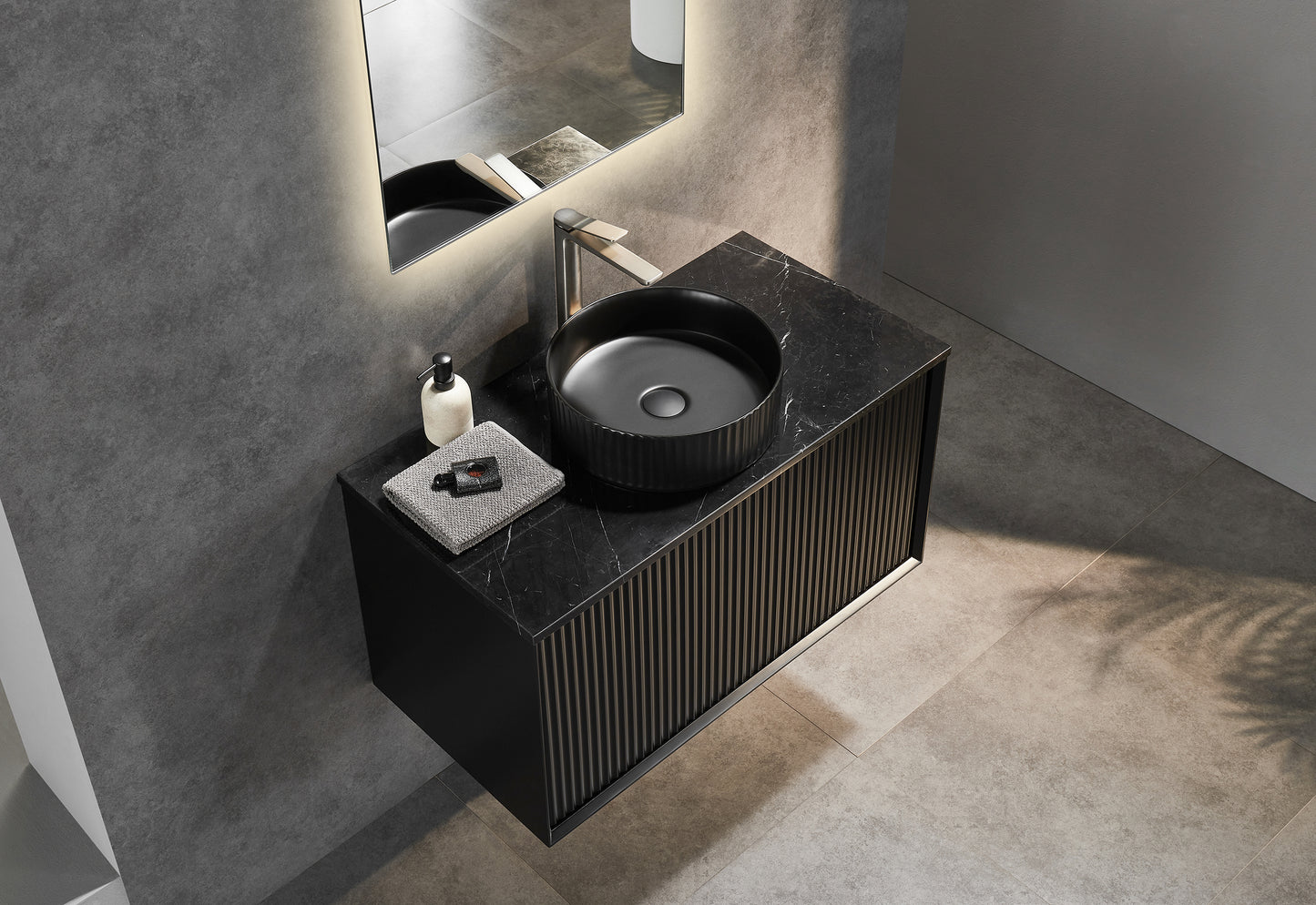 Kirribilli Matte Black PVC 900mm Wall Hung Vanity (Cabinet Only)