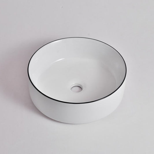 360x360x125mm Gloss White with Black Rim Above Counter Basin