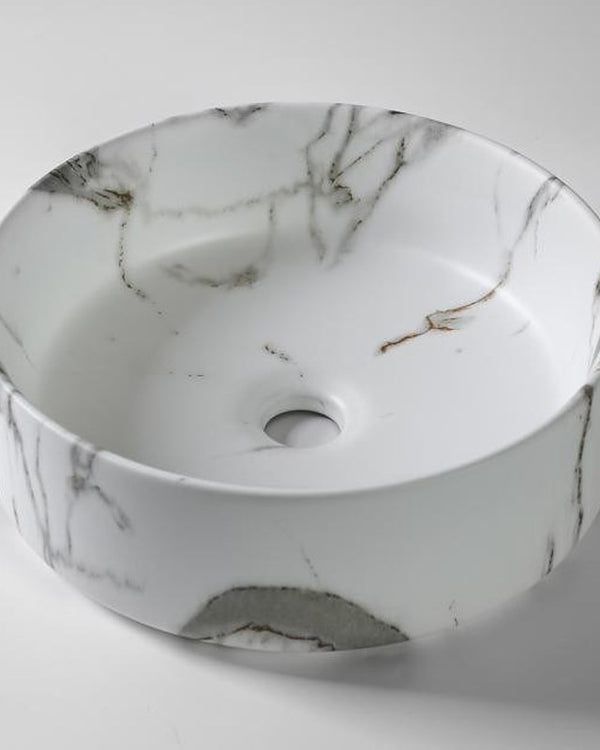 360x360x125mm Carrara Matte White Above Counter Basin