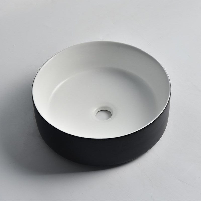 360x360x125mm Matte Black Exterior & Matte White Interior Above Counter Basin