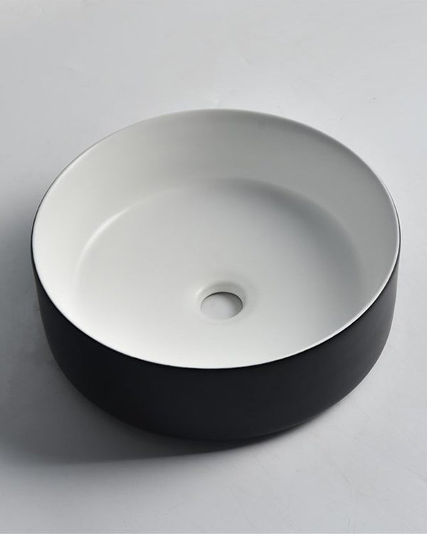360x360x125mm Matte Black Exterior & Matte White Interior Above Counter Basin