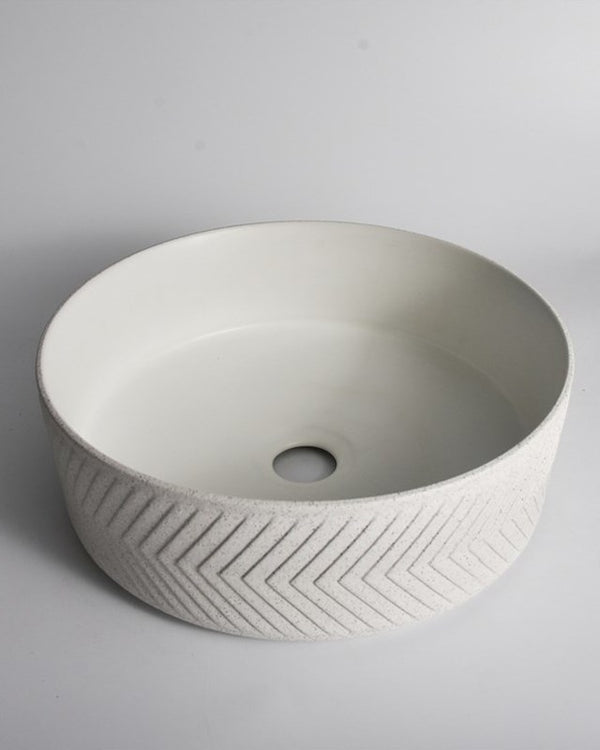 365x365x120mm Textured Exterior& Matte White Interior Above Counter Basin