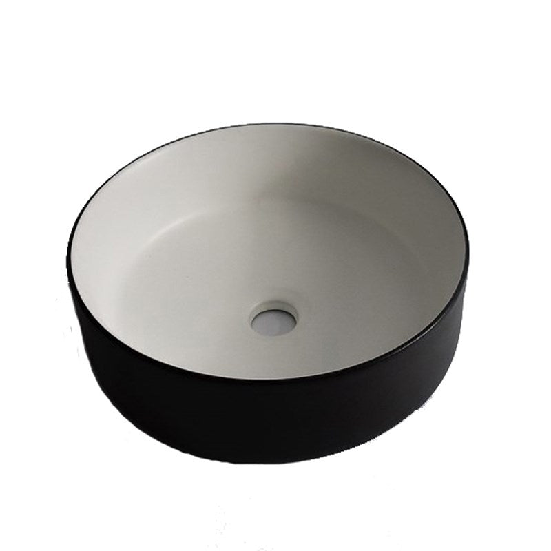 360x360x125mm Black Textured Exterior & Matte White Interior Above Counter Basin