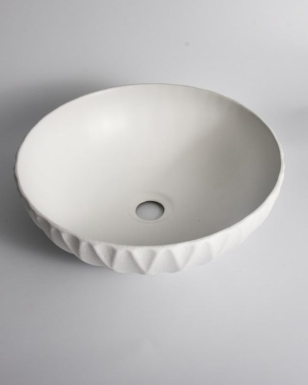 395x395x120mm Textured Exterior & Matte White Interior Above Counter Basin
