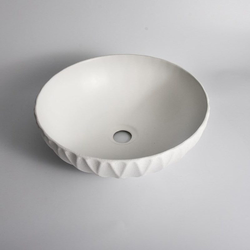 395x395x120mm Textured Exterior & Matte White Interior Above Counter Basin