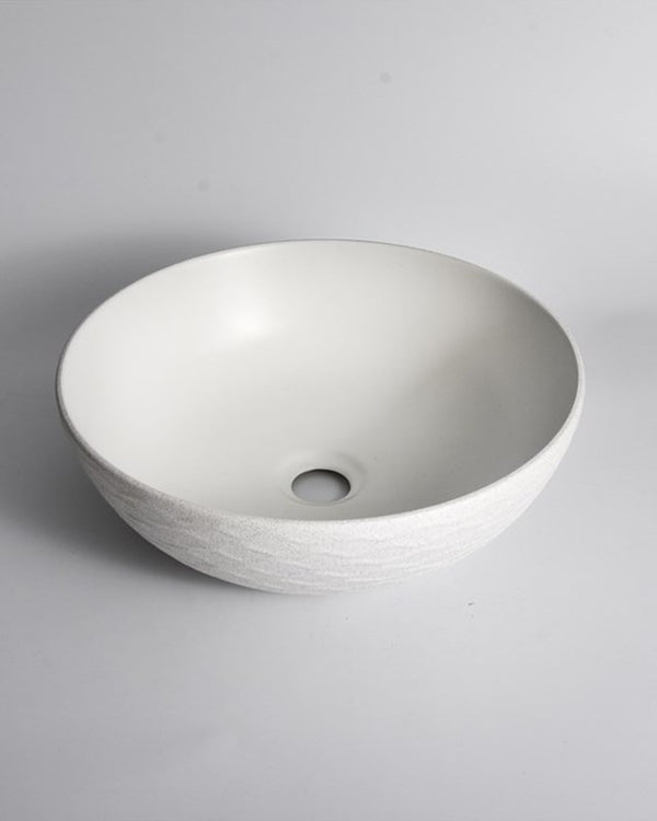 395x395x120mm Textured Exterior & Matte White Interior Above Counter Basin