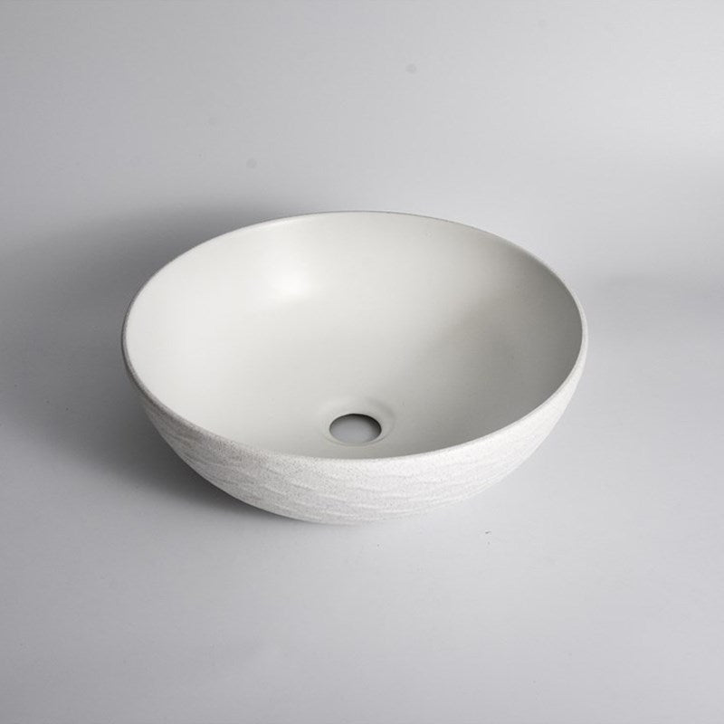 395x395x120mm Textured Exterior & Matte White Interior Above Counter Basin
