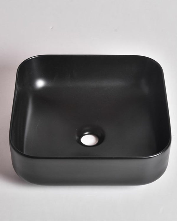 385x385x140mm Matte Black Above Counter Basin