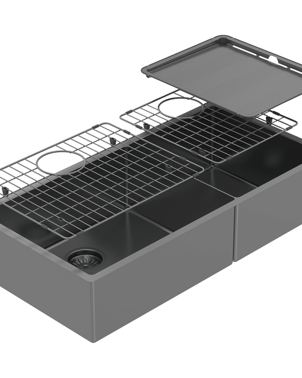 PIAZZA DOUBLE BOWL 889X445 + ACC - BLACK PEARL