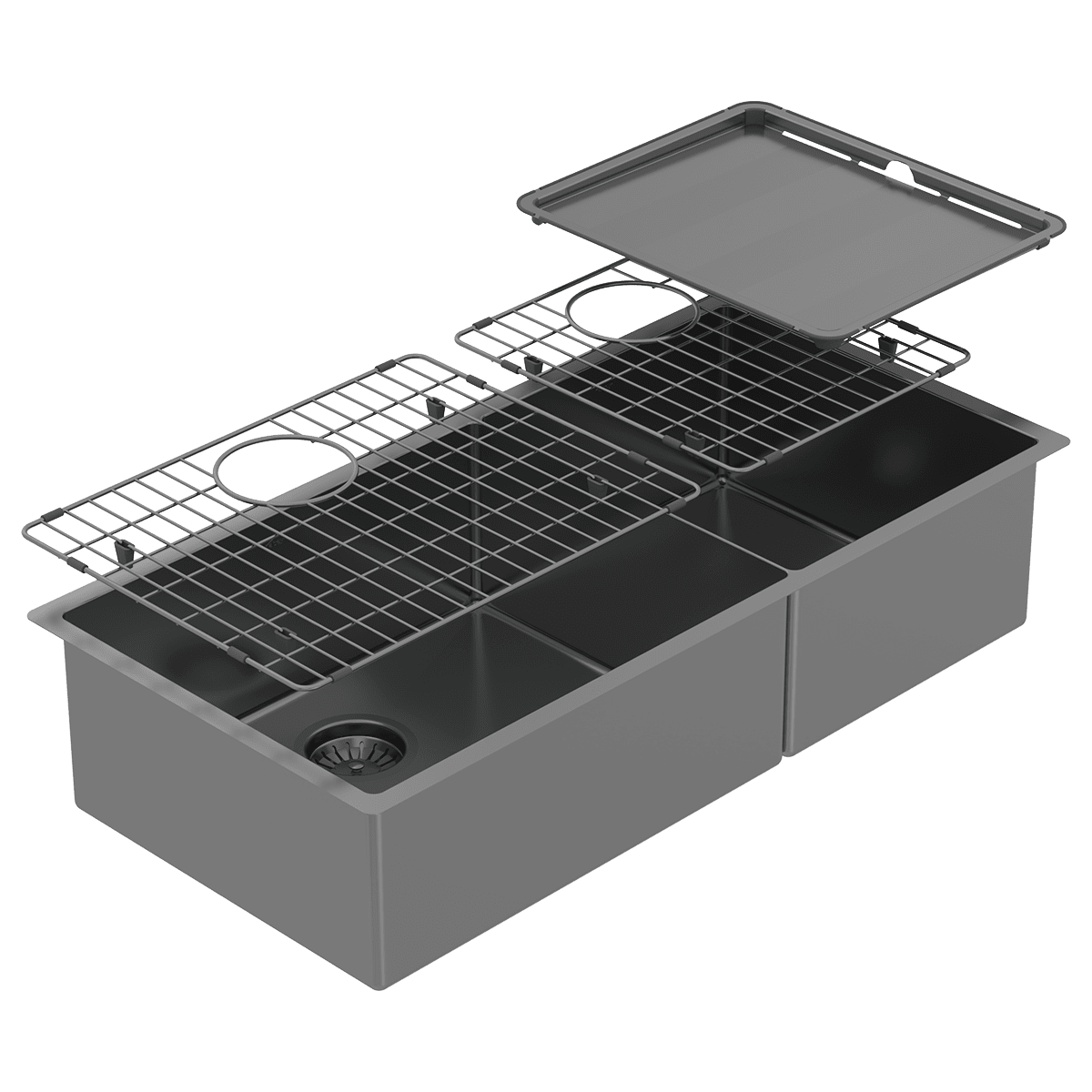 PIAZZA DOUBLE BOWL 889X445 + ACC - BLACK PEARL