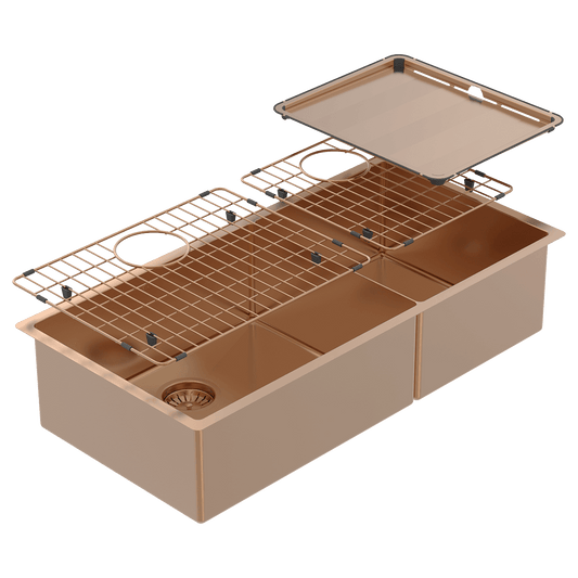 PIAZZA DOUBLE BOWL 889X445 + ACC - ARTISAN COPPER