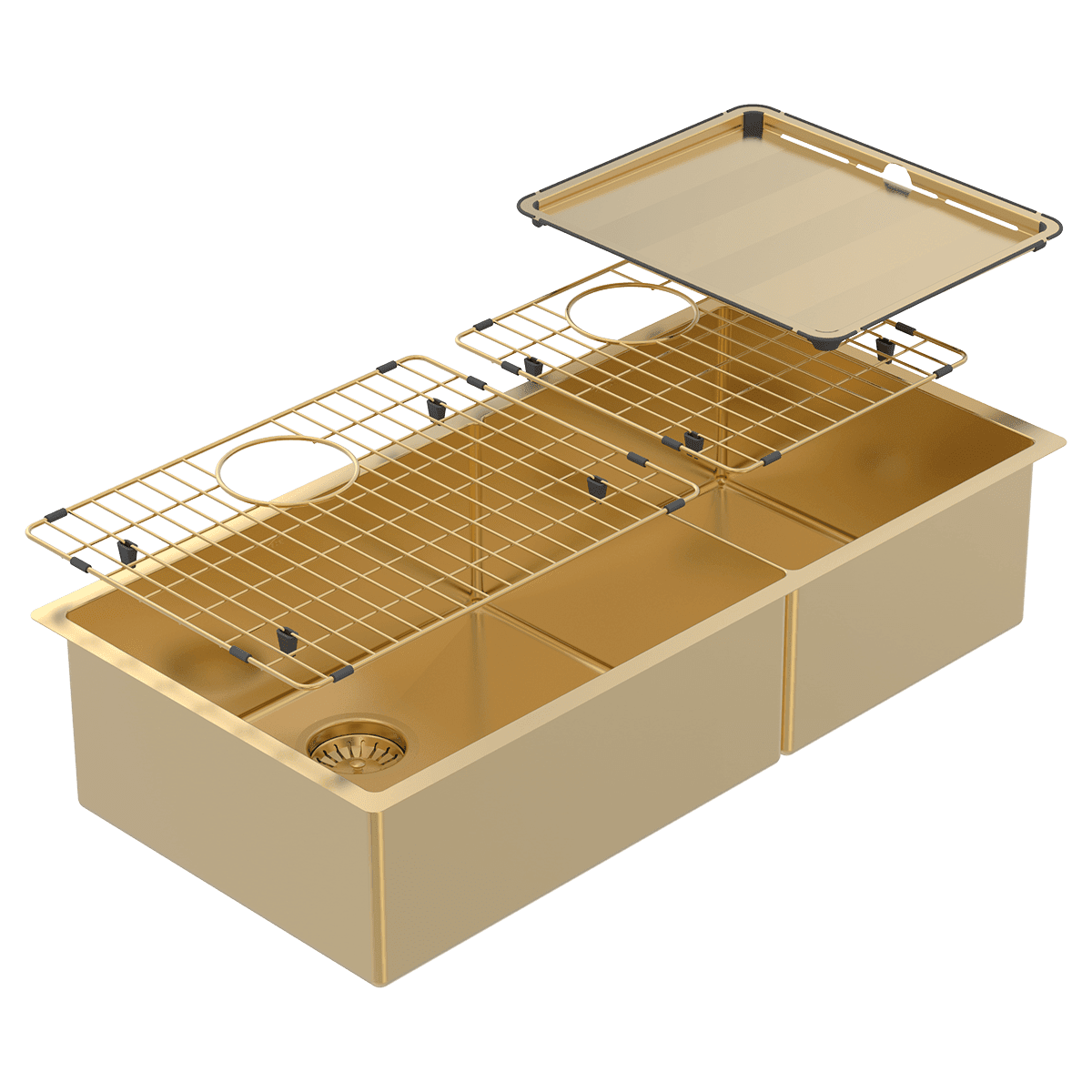 PIAZZA DOUBLE BOWL 889X445 + ACC - EUREKA GOLD