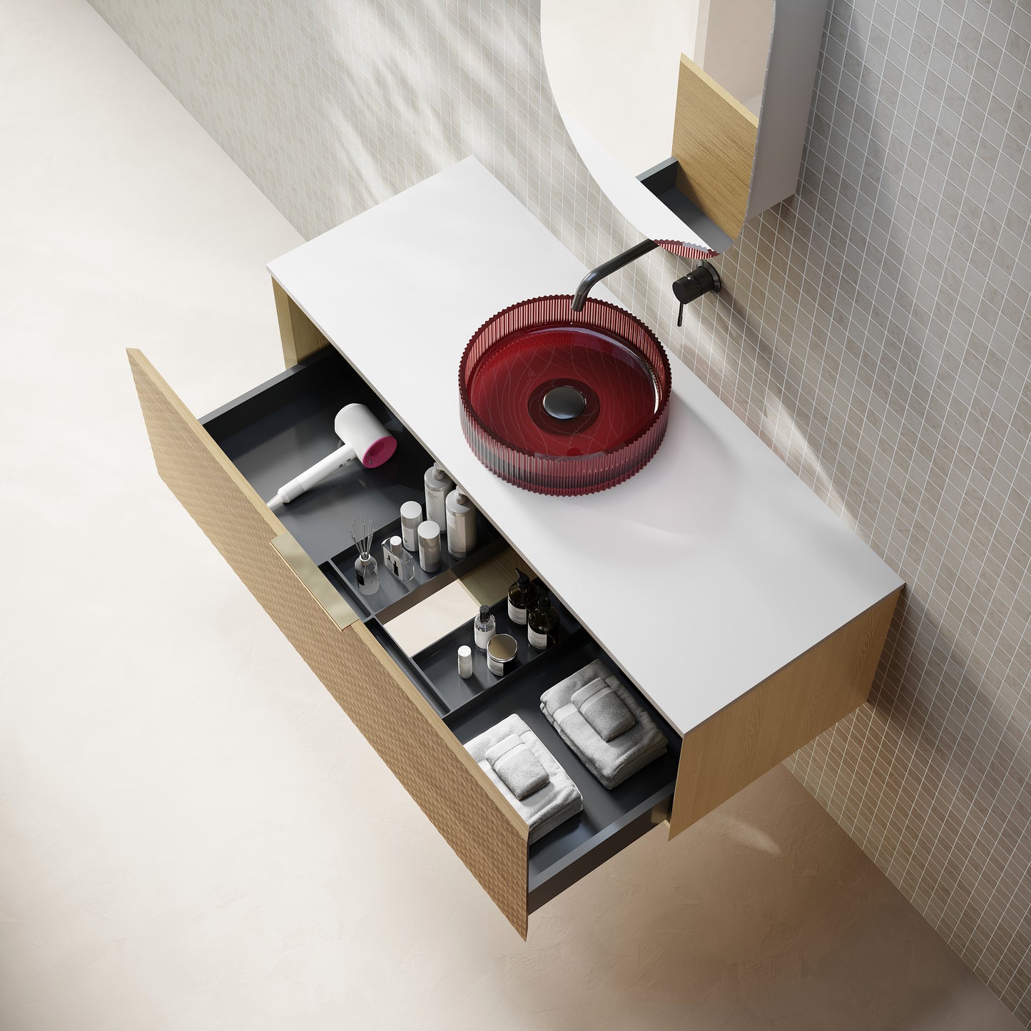 1200x465x390mm Relievo Oak