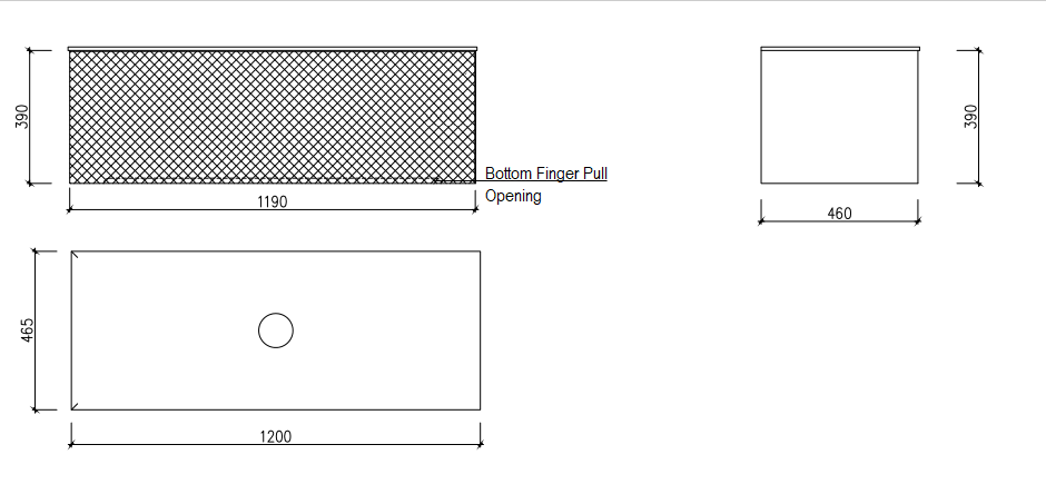1200x465x390mm Relievo Walnut