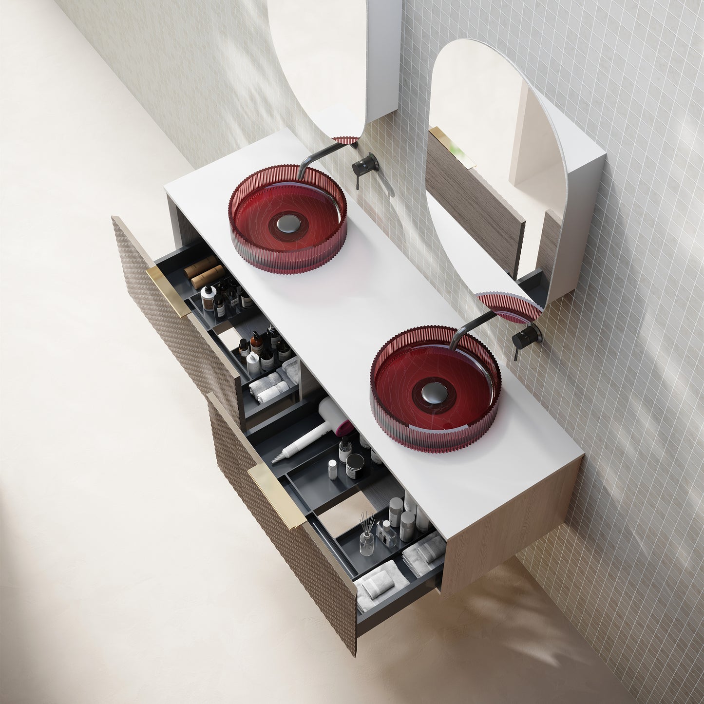 1500x465x390mm Relievo Walnut