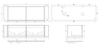 V-Groove 1500x500x390mm Walnut