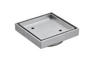 Brushed Nickle Slim Square tile insert floor drain (90 mm outlet)D444BN