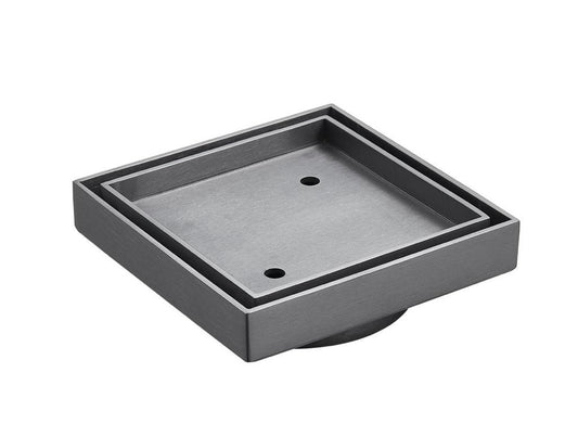 Gun Metal Slim Square Tile Insert Floor Drain (90mm outlet)D444GM