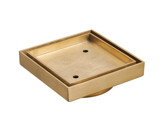 Rose Gold Slim Square Tile Insert Floor Drain (90mm outlet)D444RG
