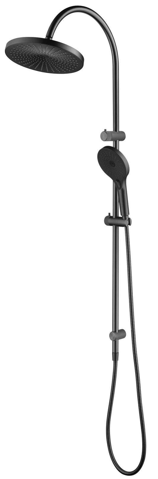 Mica Fluted Gooseneck Dual Shower Rail Gunmetal