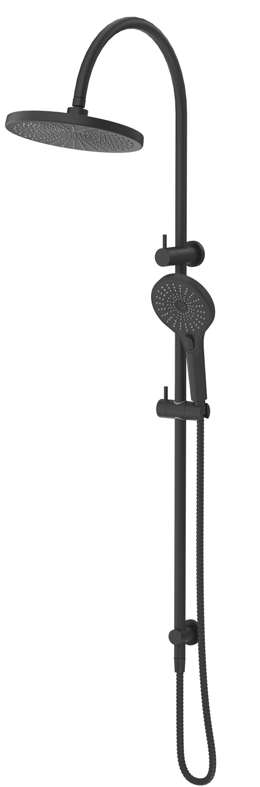 Mica Gooseneck Dual Shower Rail Black