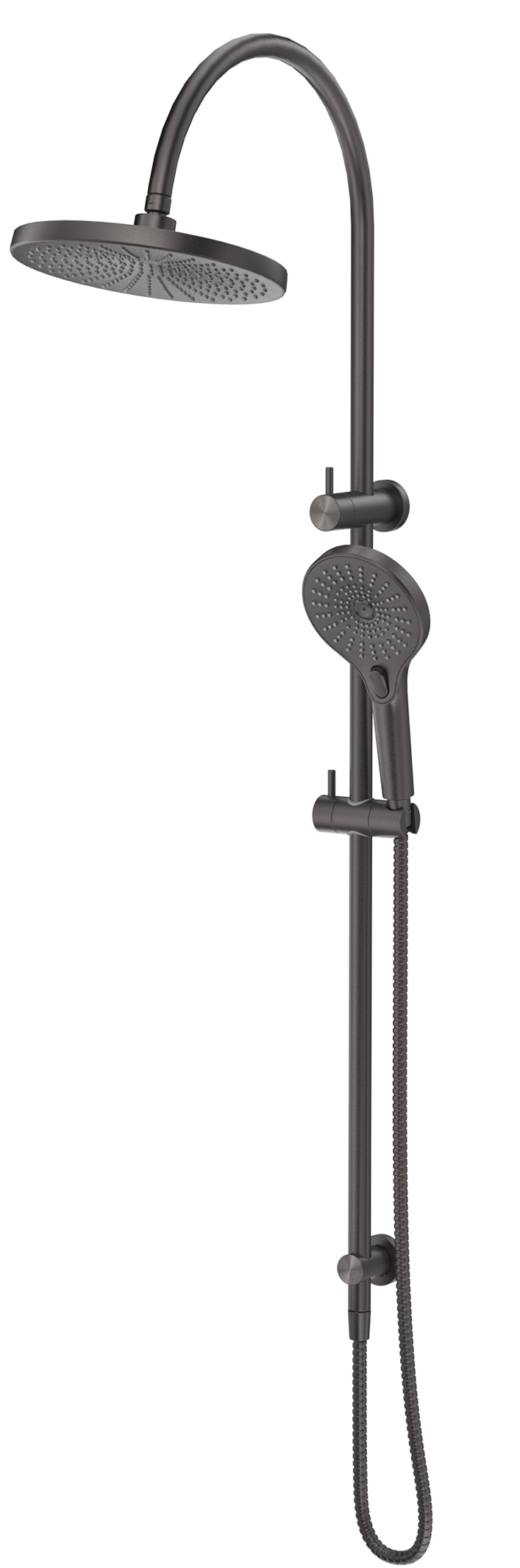 Mica Gooseneck Dual Shower Rail Gunmetal