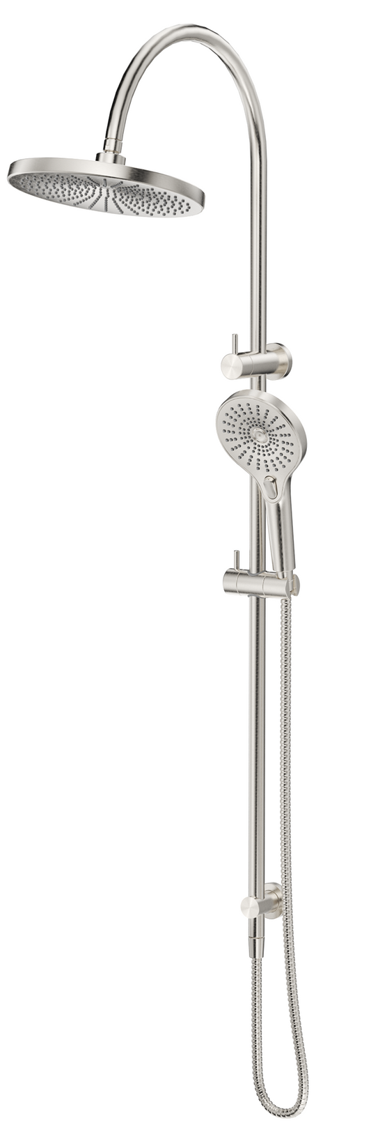 Mica Gooseneck Dual Shower Rail Brushed Nickel