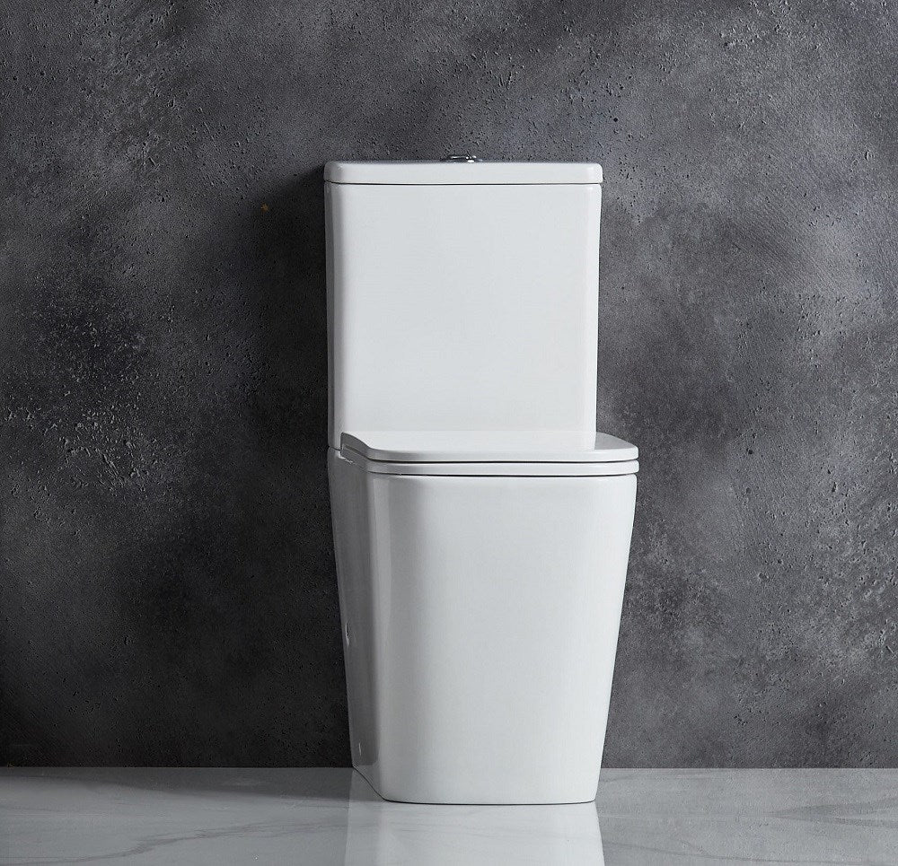 ENOX 605*340*810mm Gloss White Rimless Flushing Back to Wall Two-piece Toilet Suite