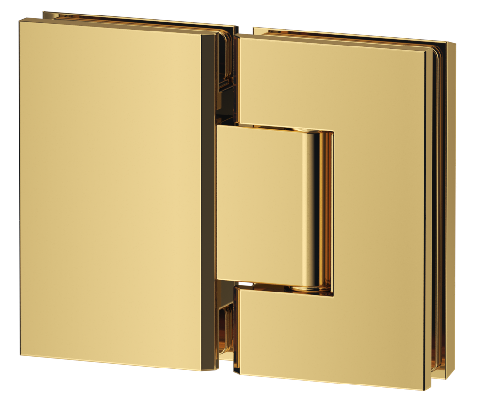 Shower Screen Hinges - Glass To Glass Shiny Gold