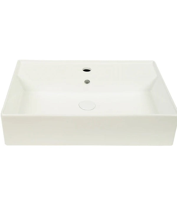 605*420*150mm Gloss White Wall Hung Basin(32mm Overflow+1 Tap Hole)