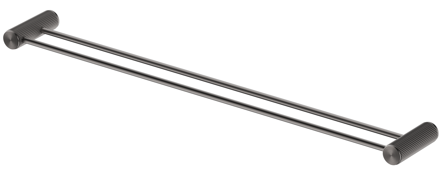 Mica Fluted Double Towel Rail Gunmetal
