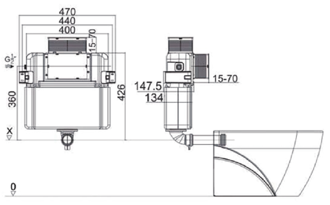 R&T Frameless Low Height In-wall Cistern G3005AB