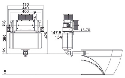 R&T Frameless Low Height In-wall Cistern G3005AB