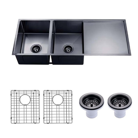1160x460x230mm Gunmetal Stainless Steel PVD Double Bowl Kitchen Sink