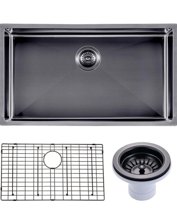 762x457x254mm Gunmetal Stainless Steel PVD Single Bowl Kitchen Sink