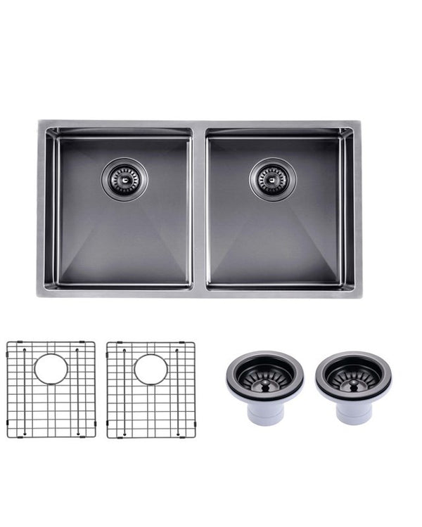 820x457x230mm Gunmetal Stainless Steel PVD Double Bowl Kitchen Sink